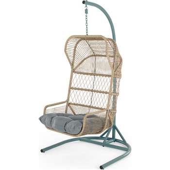 Lyra Garden Hanging Chair, Grey and Blue (H184 x W102 x D99cm)
