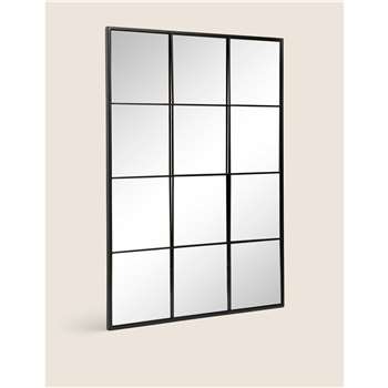 M&S Simple Manhattan Window Mirror, Black (H90 x W68 x D2cm)