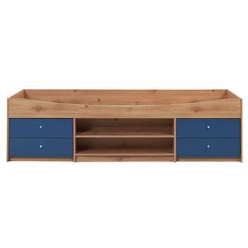 Malibu - Single Cabin Bed Frame - Blue on Pine (53 x 95cm)
