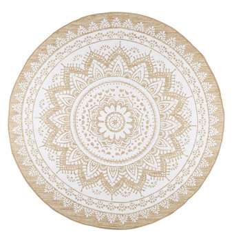 MANDALA white cotton and jute rug (180 x 180cm)