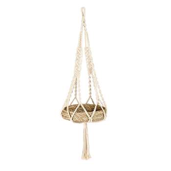 MANUIA White Macramé Pendant and Woven Basket