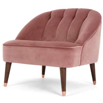 Margot Accent Armchair, Old Rose Recycled Velvet (H72 x W77 x D73cm)