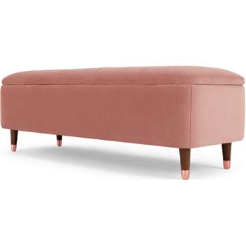 Margot Ottoman Storage Bench, Blush Pink Velvet (H42 x W119 x D44cm)