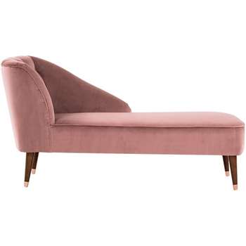 Margot Right Hand Facing Chaise Longue, Old Rose Recycled Velvet (H77 x W150 x D68cm)