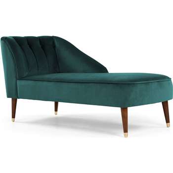 Margot Right Hand Facing Chaise Longue, Teal Recycled Velvet (H77 x W150 x D68cm)