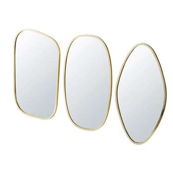 MARINA - 3 Gold Metal Mirrors (H59 x W37 x D2cm)