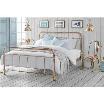Martino Copper and Brass Dormitory Style Bed, Double (H110 x W145 x D200cm)