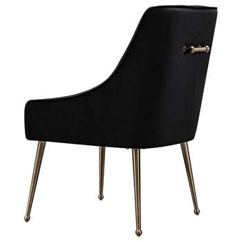 Mason Dining Chair Black - Brushed Gold Legs (H86 x W56 x D61cm)