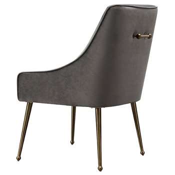 Mason Dining Chair Dove Grey - Brushed Gold Legs (H86 x W56 x D61cm)