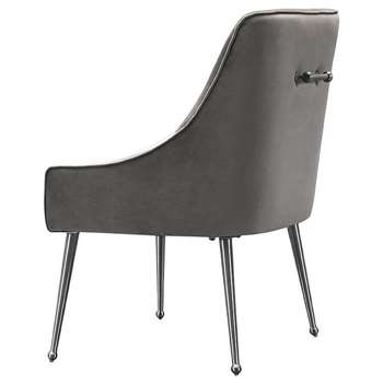 Mason Dining Chair Dove Grey - Shiny Silver Legs (H86 x W56 x D61cm)