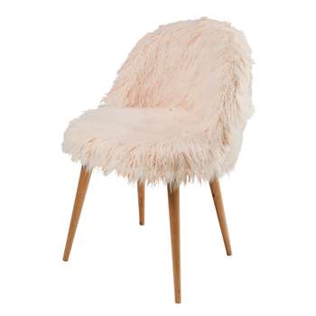 MAURICETTE Pink Faux Fur Vintage Chair (76 x 50cm)