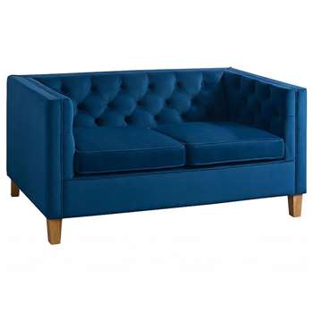 Miasto 2 Seater Sofa Ink Blue Velvet (H72 x W147 x D83cm)