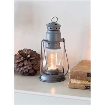 Miners Lantern, Small in Charcoal - Steel (20 x 9cm)
