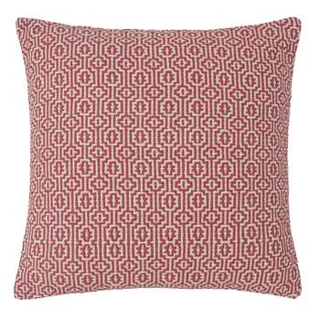 MOUNA Red and White Patterned Cotton Cushion (50 x 50cm)