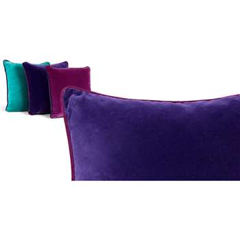 Mya Cotton Velvet Cushion, Purple with Plum Piping (50 x 50cm)