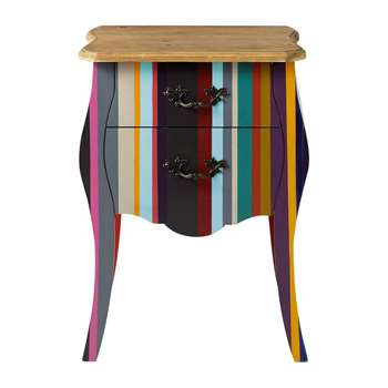 NEON Paulownia wood stripe bedside table, multicoloured (62 x 45cm)