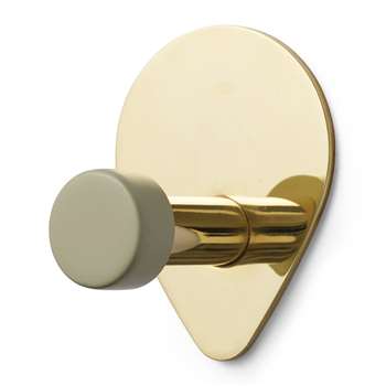 Normann Copenhagen - Peacock Wall Hook - Small - Antique Celadon/Brass (H9 x W7 x D6cm)