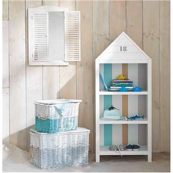 Ocean Wooden Window Mirror In White (71 x 47cm)