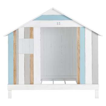 OCEAN Wooden 90 x 190cm child's hut bed in white and blue