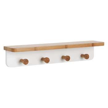 Odin Bamboo wall hooks - White 11 x 55cm