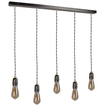 Oku 5 Light Ceiling Bar Nickel (H78 x W90 x D50cm)