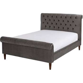 Orkney Double Bed, Smoke Grey Velvet (125 x 157cm)