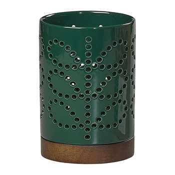 Orla Kiely - Linear Stem Ceramic Lantern - Small - Evergreen (H15.5 x W10 x D10cm)