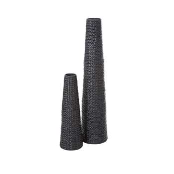 Pair Of Arrow Weave Vases (Height 25/20cm)