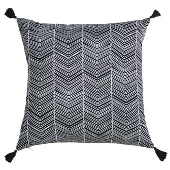 PALAZE black and white cotton cushion with tassels (45 x 45cm)