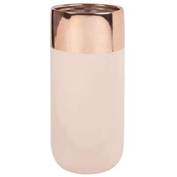 Pale Pink and Copper Ceramic Vase (H24.5 x W11 x D11cm)