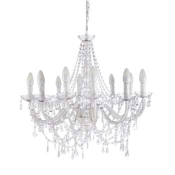 PAMPILLES metal 12 branch chandelier in white D 75cm