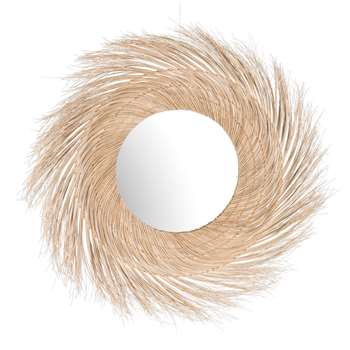 PANAMA Round White Coconut Fibre Mirror (110 x 110cm)