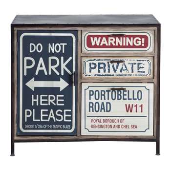 PARK Metal and wood printed industrial sideboard in black (85 x 90cm)