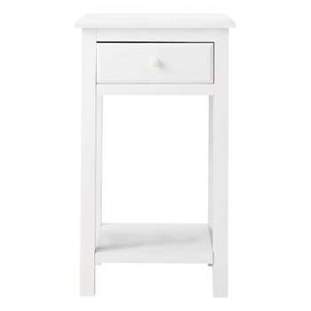 PASTEL Wooden bedside table with drawer in white (60 x 35cm)