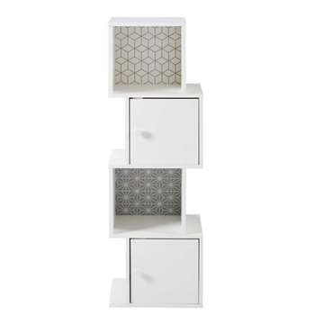 Patterned White 2-Door Storage Cabinet Joy (H120 x W38 x D30cm)