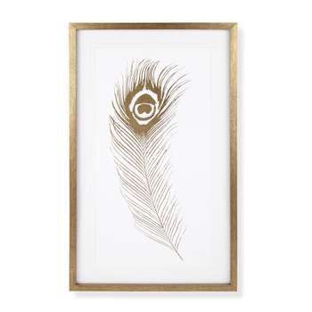 Peacock Feather Gold Effect Framed Print (60 x 37cm)