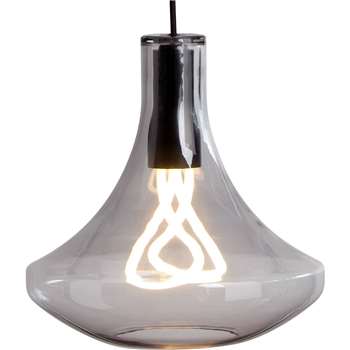 Plume Pendant Lamp and Plumen 001 Bulb, Smoke Grey (H139 x W30 x D30cm)