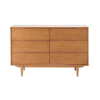 PORTOBELLO Solid Oak Vintage Double Chest of Drawers (80 x 125cm)