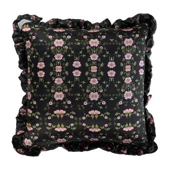 Preen by Thornton Bregazzi - Wild Rose Satin Reversible Cushion - Black (H50 x W50cm)
