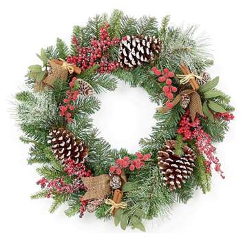 Premier Decorations Natural Frosted Wreath Berry Cone (H50 x W50 x D10cm)