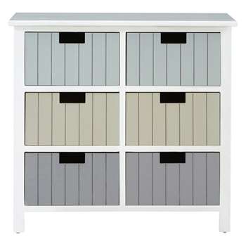 Premier Housewares New England 6 Drawer Chest - Multicoloured (H58 x W62 x D28cm)