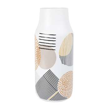 Printed Ivory Ceramic Vase (H28.2 x W11.8 x D11.8cm)