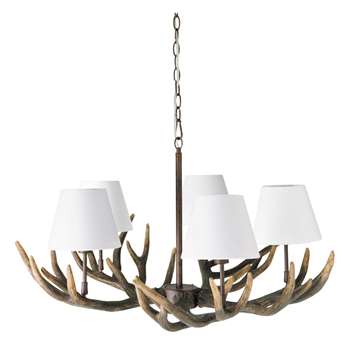 RAMURE resin and cotton 5 branch chandelier in white D 75cm