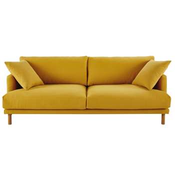 RAOUL Mustard Yellow 3-Seater Cotton and Linen Sofa (H86 x W227 x D97cm)