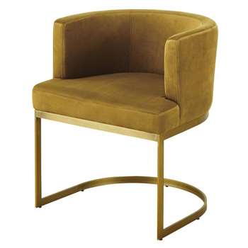 REQUIEM Mustard Yellow Velvet Vintage Armchair (H74 x W60 x D58cm)