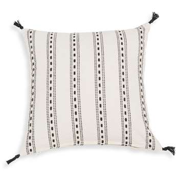 RHODES white cotton cushion cover with black motifs (40 x 40cm)