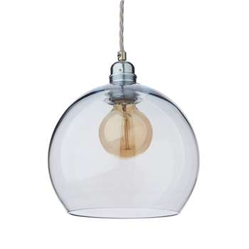 Ribe Pendant Lamp, Light Blue & Silver (H22 x W22 x D22cm)