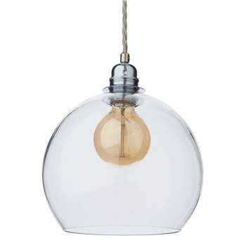 Ribe Pendant Lamp, Transparent & Silver (H22 x W22 x D22cm)