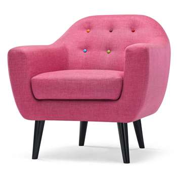 Ritchie Armchair, Candy Pink with Rainbow Buttons (86 x 83cm)