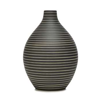 RJR.John Rocha Dark Grey Striped Bottle Vase, Black (24 x 20cm)